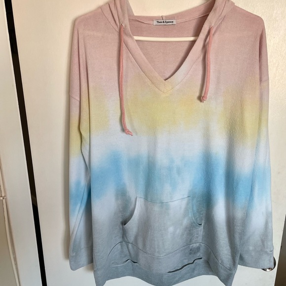 Theo and Spence Hooded Tie Dye Rainbow Sweater - Size M - Picture 3 of 15